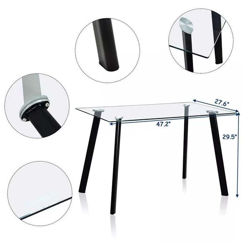 export glass dining table, suitable for home living rooms, small apartments, accommodating 4-6 people. rectangular tempered glass dining table for international trade