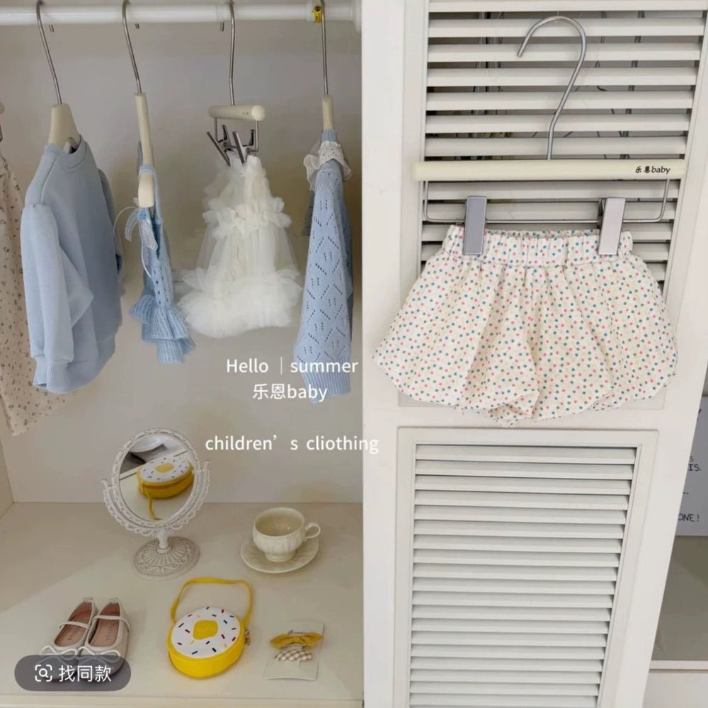 Kids forest style vest skirt two-piece setsummer travel small fresh outfit mint green tops and dot pants