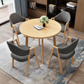 Light wood grain single table + dark gray cloth chair