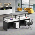 Office desk and chair set - 4, 6, or 8 seater - minimalist modern partitioned workstation for office staff - computer desk
