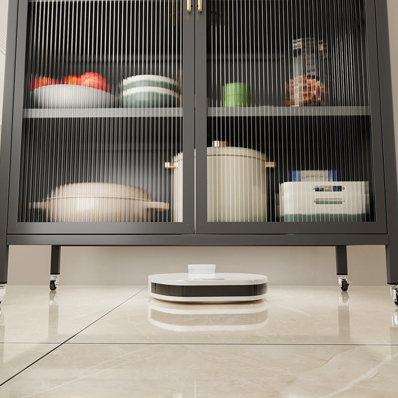 Kitchen for home steel storage cabinet balcony bedroom living room multi-layer dust-proof double door storage cabinet with wheels