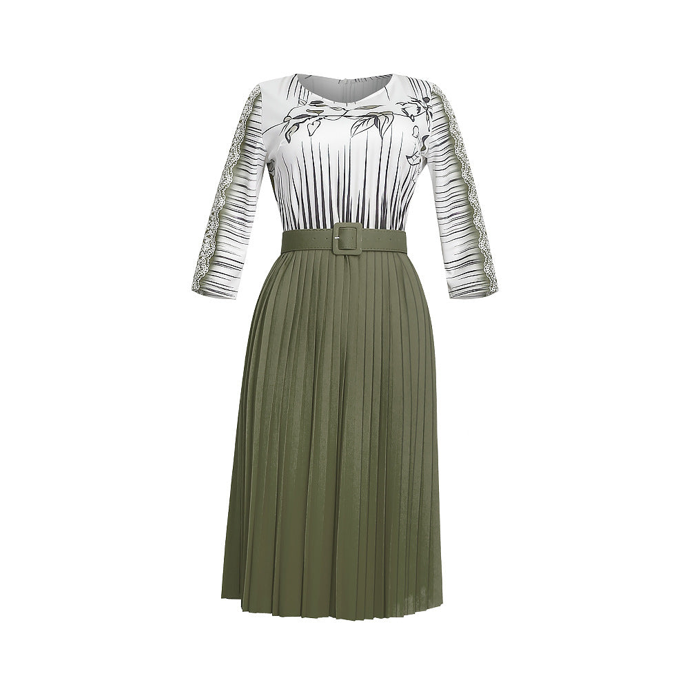 Ebaynew arrival pleated slimming look silmdress african women's clothing plus size medium longpleated skirt with belt