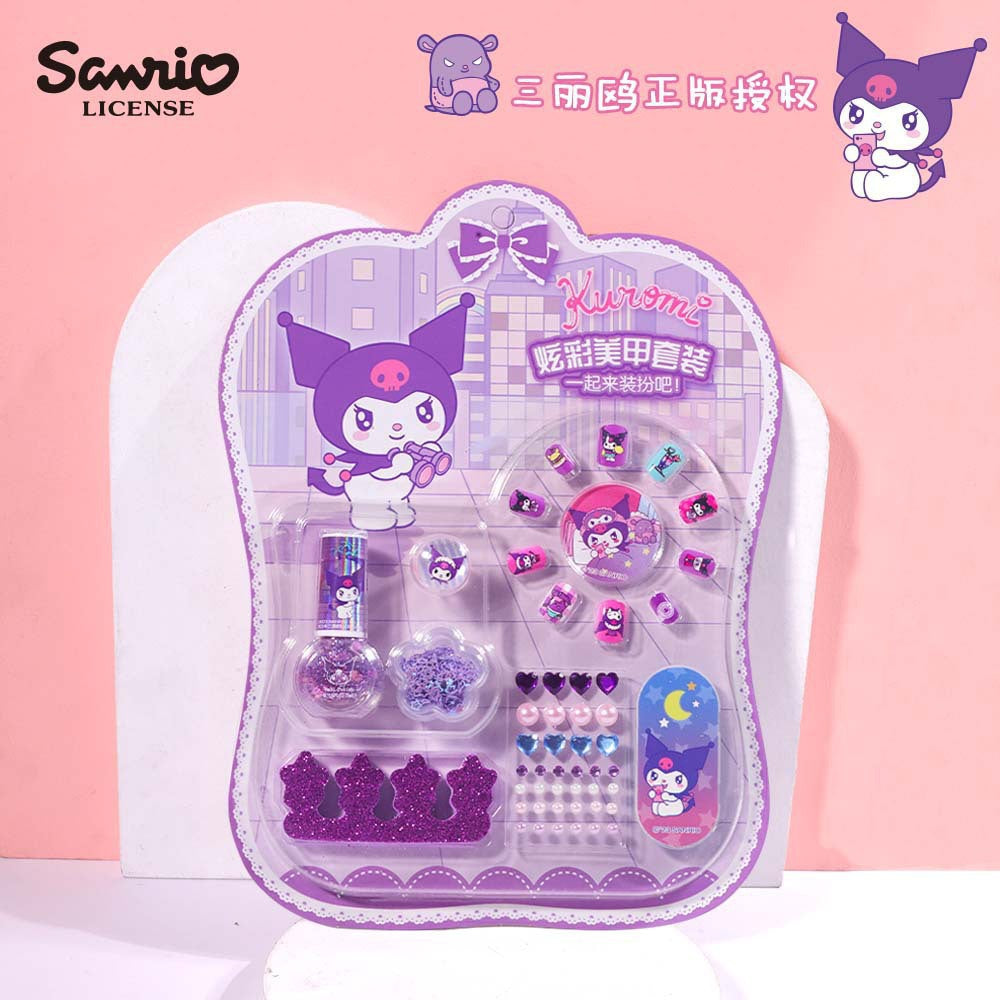 Authentic sanrio children's nail stickers & press-on nail set - cartoon creative diy nail art toy kit for kids
