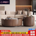 Italian small apartment modern living room casual round petals classy walnut combination for home solid wood slate coffee table