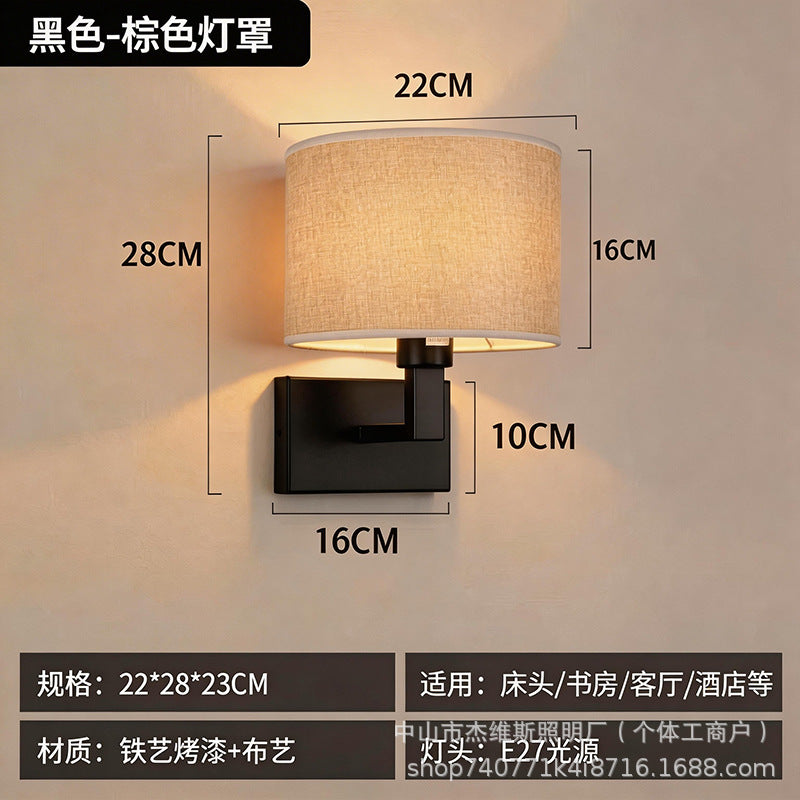 Luxury brass double-layer fabric wall sconce reading spotlight - modern minimalist style for hotel rooms, bedrooms, bedside, and hallways
