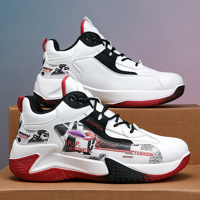 Basketball sneakers for men, spring high-top, anti-slip, youth sports running shoes, casual shoes for middle school students, 2026 hot-selling style