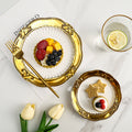 Accessible luxury pastry plate ceramic gold rim western food plate special ceramic steak plate commercial tableware casual model room decoration