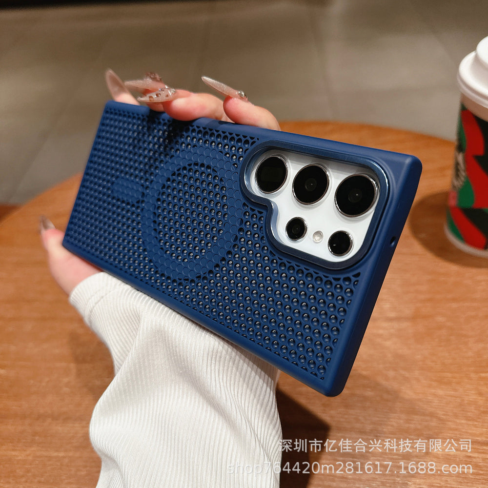 Premium mesh cooling magnetic case for samsung s26 ultra, honeycomb breathable mesh, skin-feel anti-drop for s24/s23