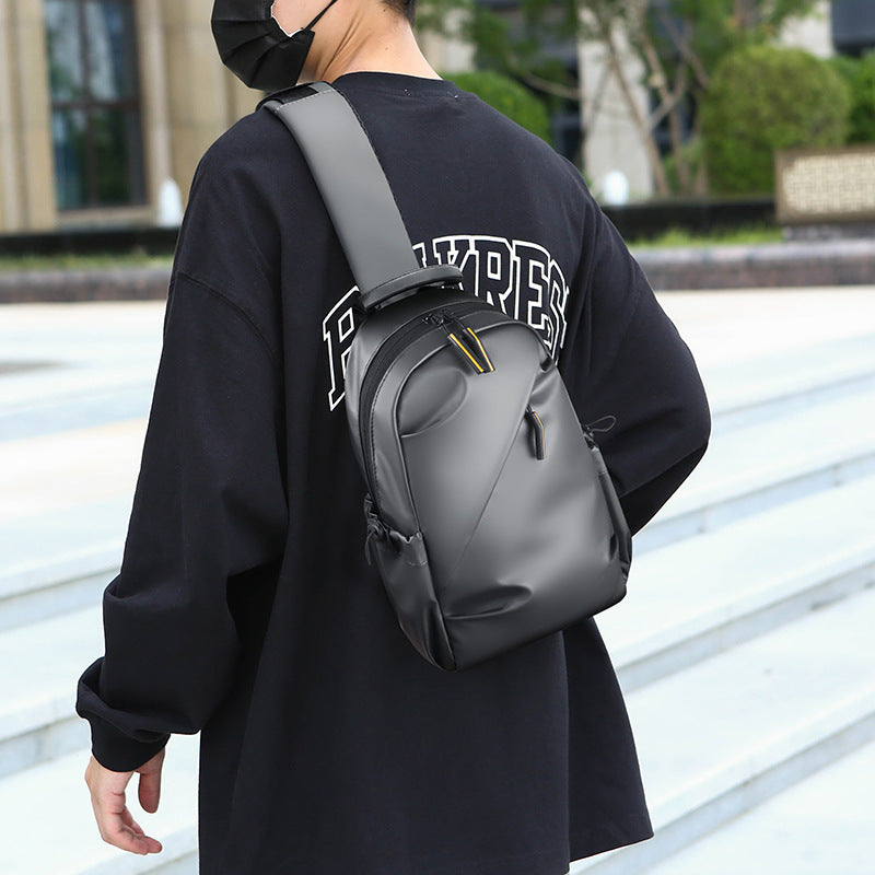 Cross-border new men's breast bag, high-end messenger bag, light and simple riding, chest small backpack, casual shoulder bag.