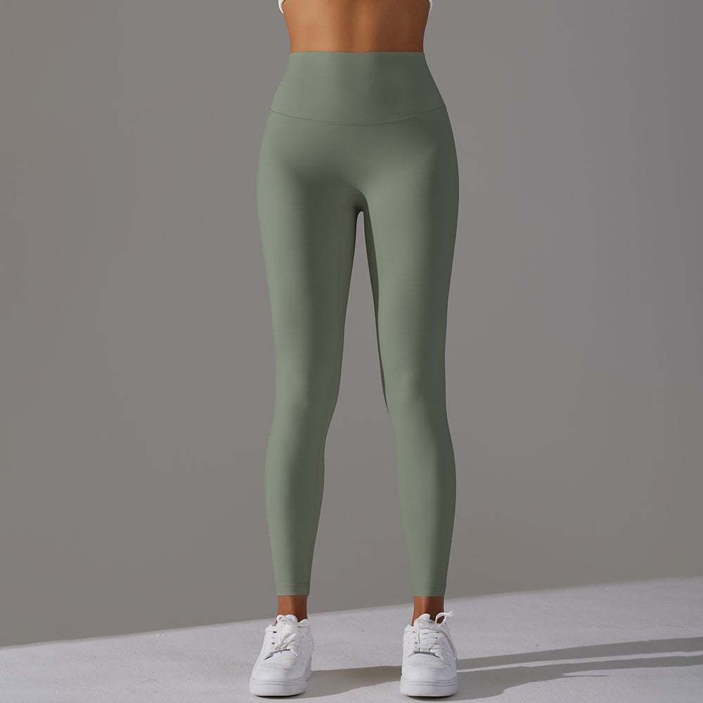 Fashionhigh waist tummy control nude yoga pants for women without embarrassing lines hip lifting elastic leggings peach sports fitness pants
