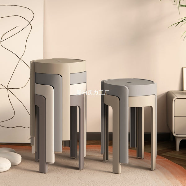 Plastic stool thickened household chair dining table chair stackable dining chair modern simple dining table chair whirlwind round stool
