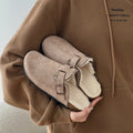 Maomao birkenstock shoes women's 2025 new arrivalfall and winter slip-on fleece-linedheattech birkenstock shoes lazy toe half mop cotton shoes