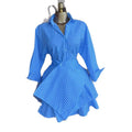 European and american style women's clothing  autumn new collection: sweet and fresh striped turn-down collar long sleeve high-waisted slimming a-line shirt dress skirt