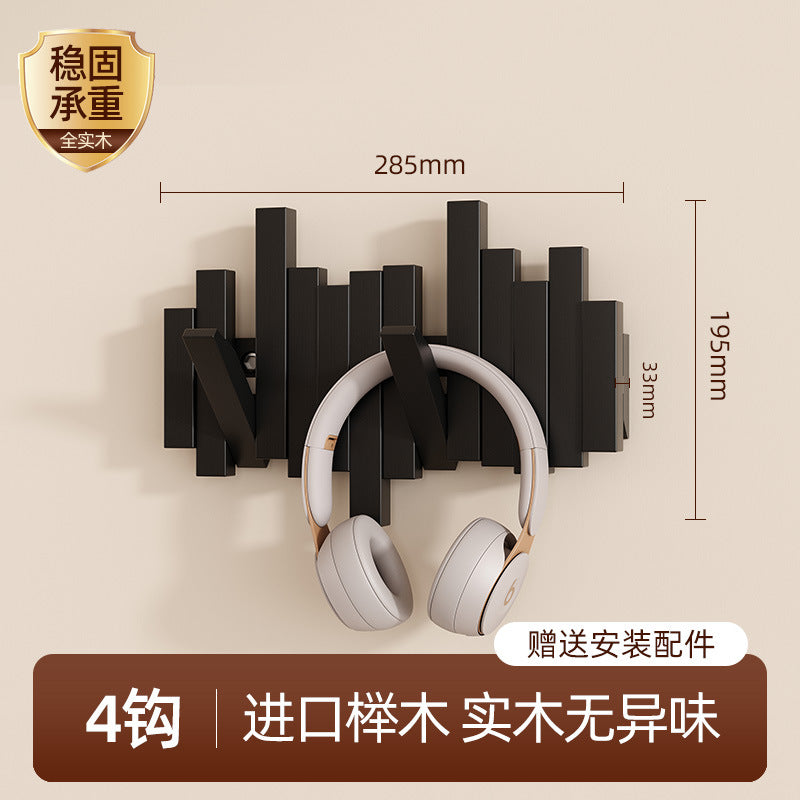 Solid wood piano key hanging hanger, entrance wall hanging, no punching, strong and durable storage, hanging bag, coat rack