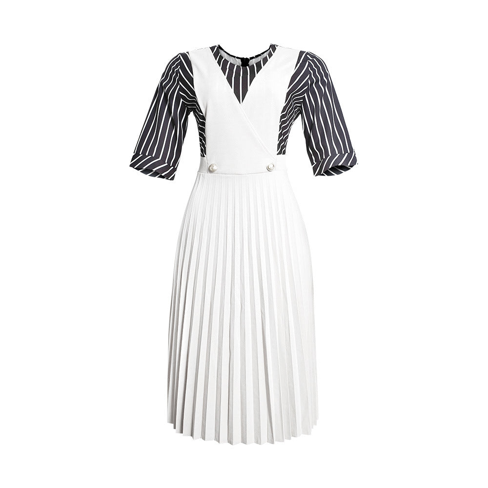 supply fake two-piece set pleated dressloose waist casual african plus size women's pleated skirt