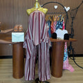 European and american cross-border women's fashion:  summer new collection - halter neck sleeveless striped irregular top and wide-leg pants set