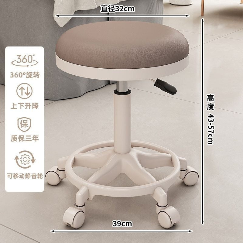 Beauty stool adjustable rotate pulley round stool backrest makeup chair dressing chair movable office chair hairdressing stool no