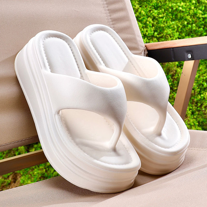 Wear-resistant women's flip-flops: summer platform sandals, thick-soled height increasing slides, beach-friendly thong sandals, versatile thick slippers