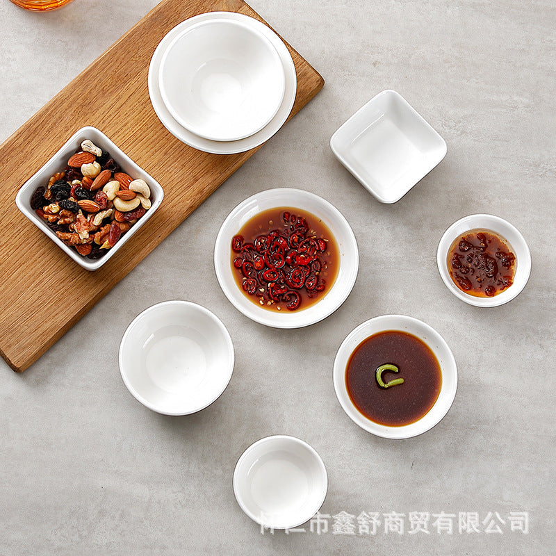 Ceramic small flavor plate pure white soy sauce plate round commercial vinegar plate dipping plate hot pot seasoning bowl can be processed with word mark