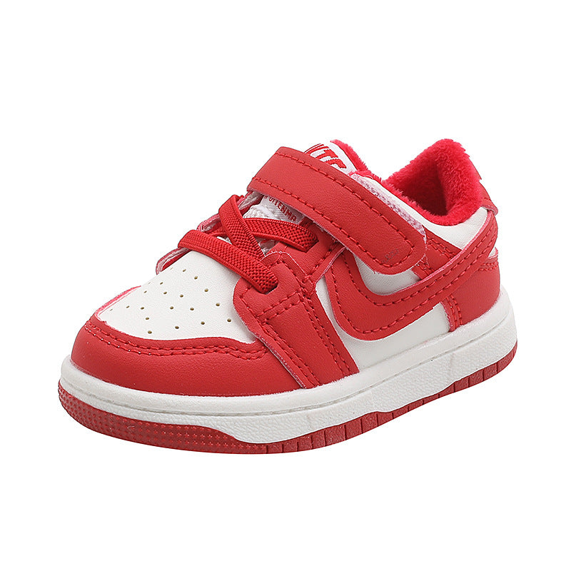 autumn/winter korean style double-layer cotton shoes for babies and toddlers - soft sole prewalker shoes, kids' sneakers, and skate shoes for boys and girls