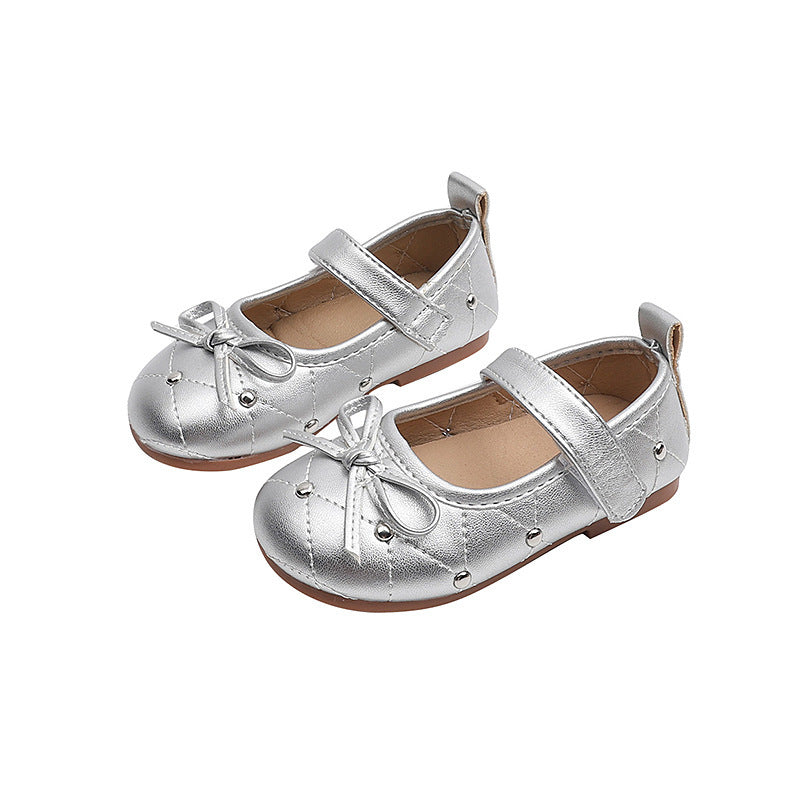 Vancahao kids' leather shoes -  autumn new collection, korean style, sweet bow princess shoes for little girls, soft sole