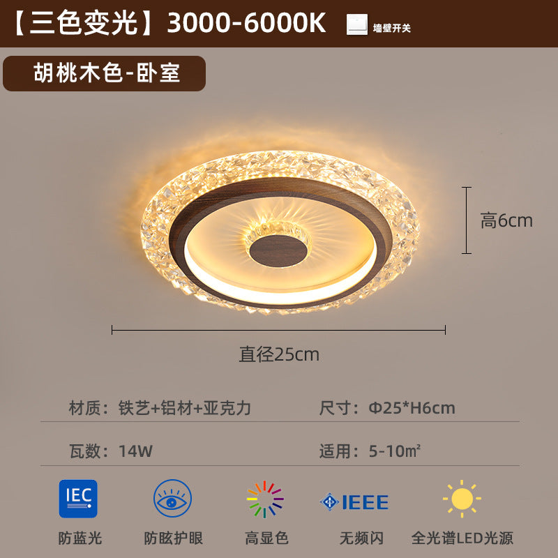 [Strict Selection] Aisle Light Ceiling Light Medium Antique Retro Wood Color Creative Imitation Crystal Lamps Modern Simple Light Luxury