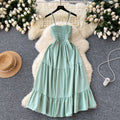 Women's slip dress - new summer  collection: elastic waist, slimming, sleeveless bandeau, ruffle hem maxi dress