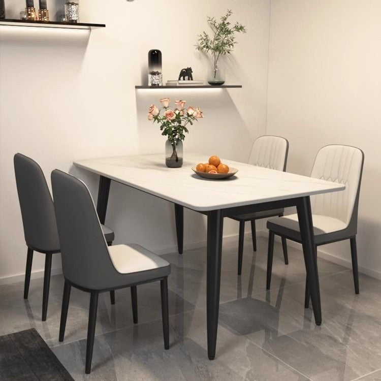 Rock slab dining table and chair combination for homesmall apartment matte thickened dining table modern casualaccessible luxury glossy table