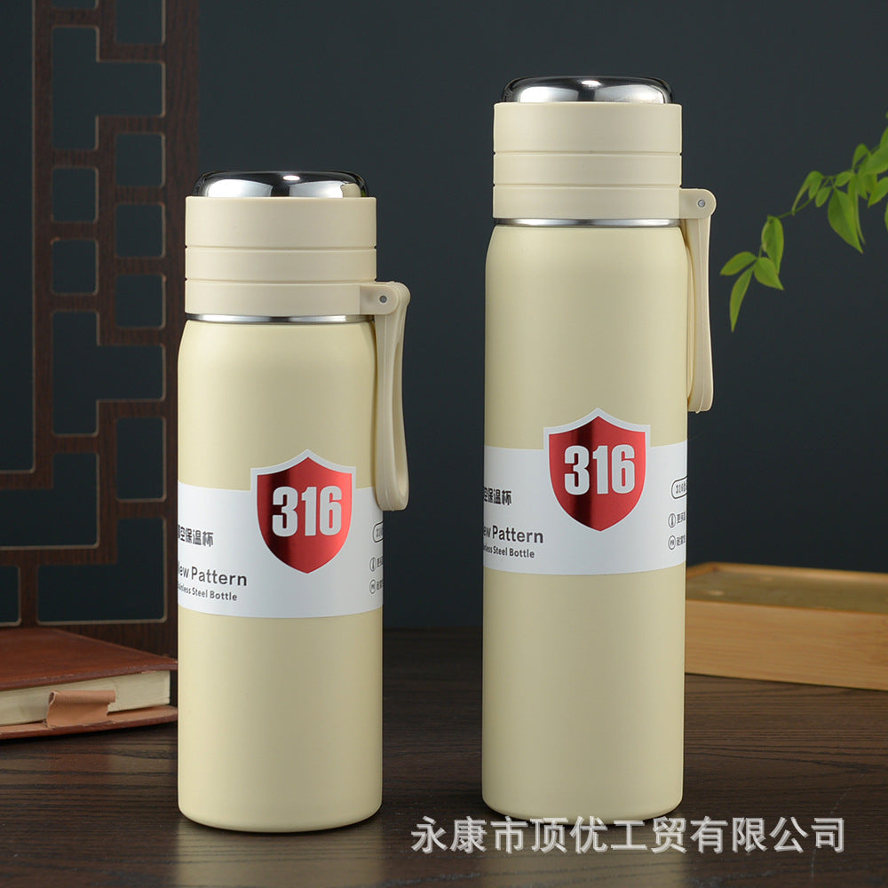 316 handle cup wholesale portable tea cup tea water separation large capacity car water cup full steel lid gift logo