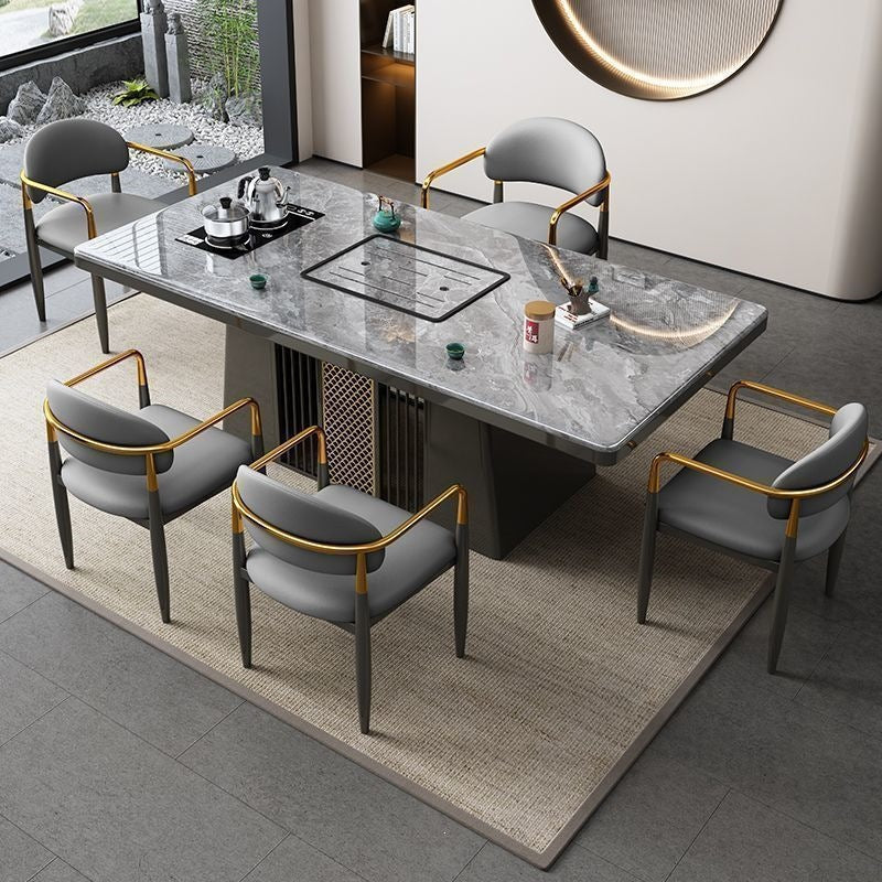Modern rock slab tea table and chair set - ideal for home, balcony, living room, office, or kung fu tea - complete all-in-one set