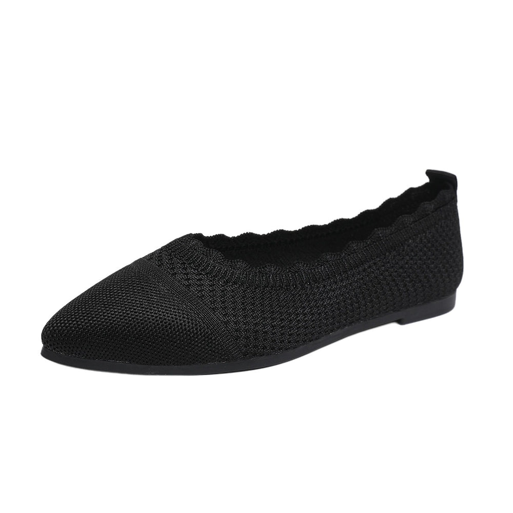 Amazon cross-border fashion plus size pointed toe new casual slip-on flats women's solid color lace trim slip-on shoes