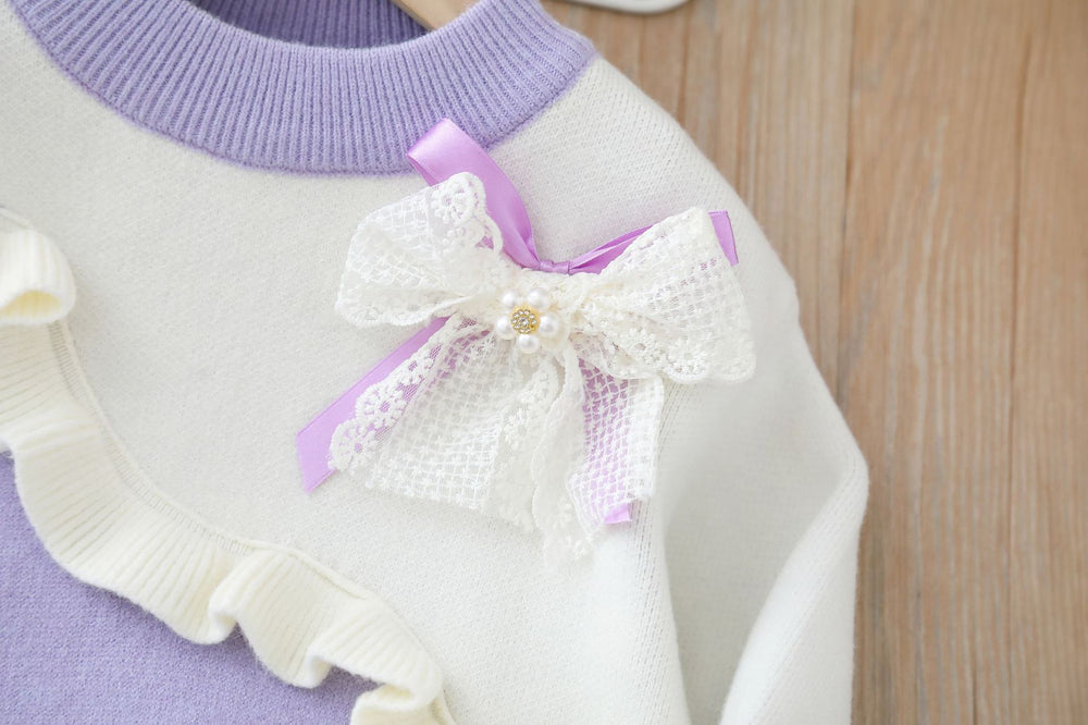 Girls' knitted sweater dress set - autumn/winter  collection - new year's style - little princess chic two-piece outfit