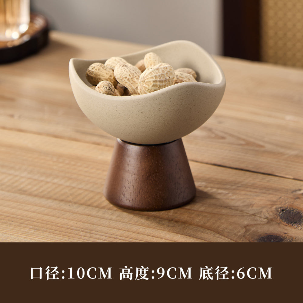 Japanese creative stoneware dessert cup dessert bowl ice cream cup tall flying saucer bottom seat afternoon tea snack plate