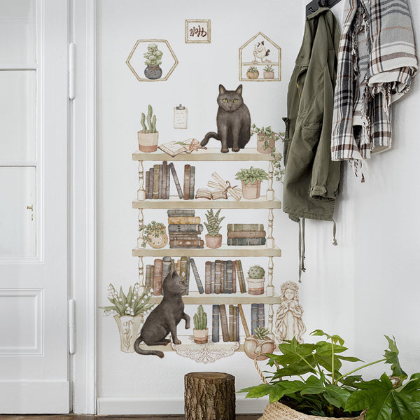 Cartoon children's room decorative sticker pet cat sticker bookshelf decorative sticker PVC small fresh life sticker