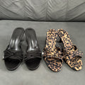 Spain 2024 spring new one-strap open-back trf slippers mesh fabric bowknot decor high heel sandals