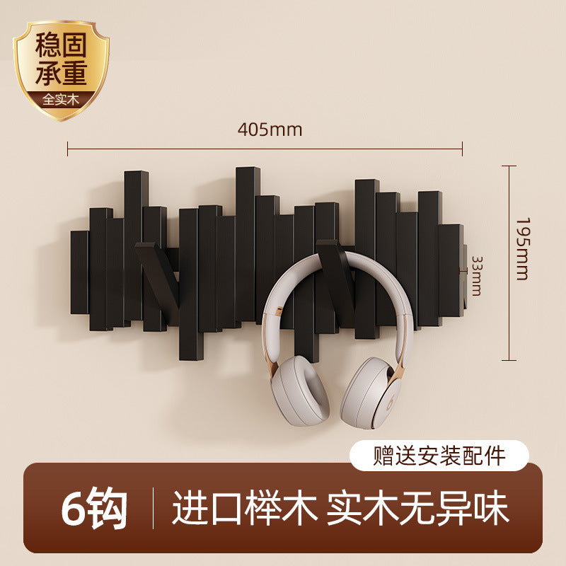 Solid wood piano key hanging hanger, entrance wall hanging, no punching, strong and durable storage, hanging bag, coat rack