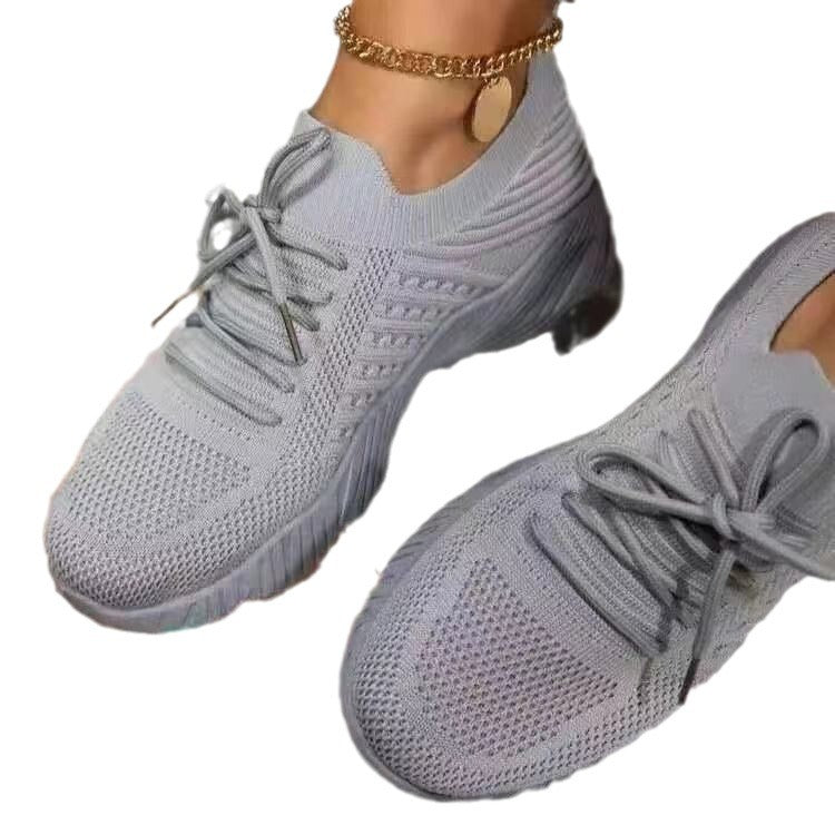 Spot new women's shoes flying woven women's shoes air cushion sole independent station  large size 36-43 women's single shoes wholesale