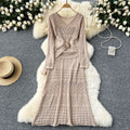 Order korean style gentle style cut out crochet knittingdress women's waist strap over the knee suspender bottom skirt suit