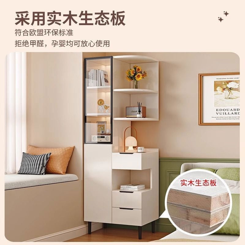 Solid wood bedside table storage cabinet for home bedroom modern casual tall cabinet bookshelf all-in-one small apartment ultra-narrow storage cabinet