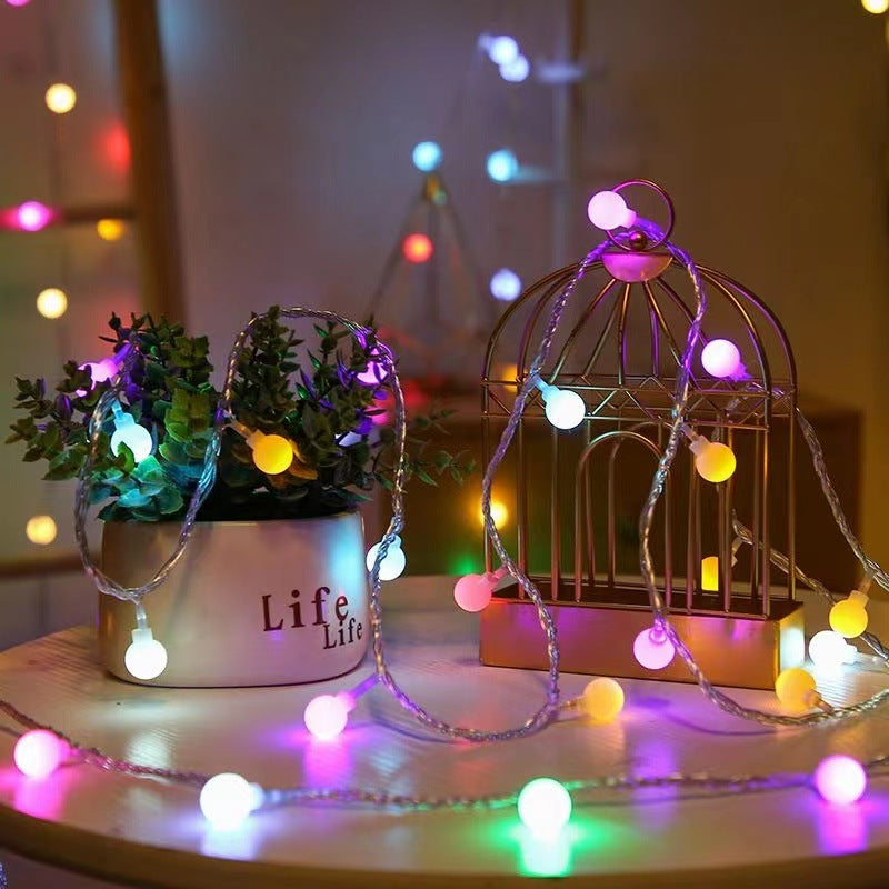 Outdoor camping led round ball light string room atmosphere bubble ball light string outdoor battery box decorative star light