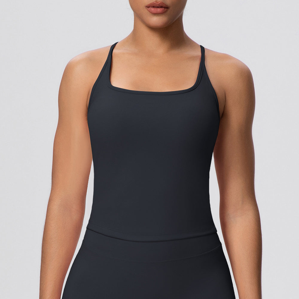 Sexy u-neck racerback sports bra, cloud-feel quick-dry, anti-chafe tank top for running and fitness