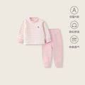 Baby thermal underwear set - soft fleece cotton high-waisted long johns with belly protection - two-piece set for boys and girls