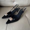 Spain 2025 summer new women's pointed-toe stiletto heel open-back sandals, single strap closed-toe sandals, versatile high heels for women