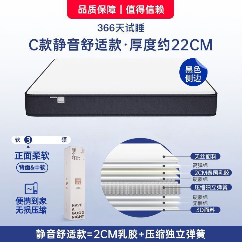 Blue memory cotton box five-star hotel Simmons home latex independent silent spring super soft compression mattress