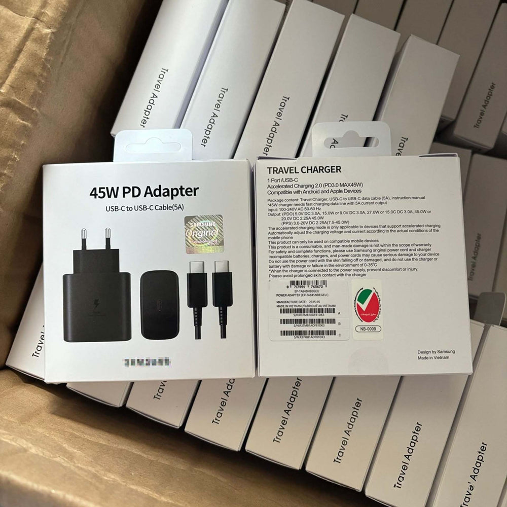 Original t845 charger, compatible with samsung phones, 45w european/uk plug, super fast charge 2.0 charging adapter