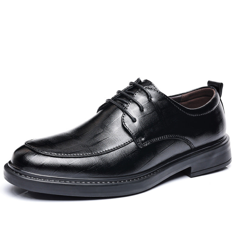 2024 new men's leather shoes - summer breathable business formal british style casual soft sole black dress shoes