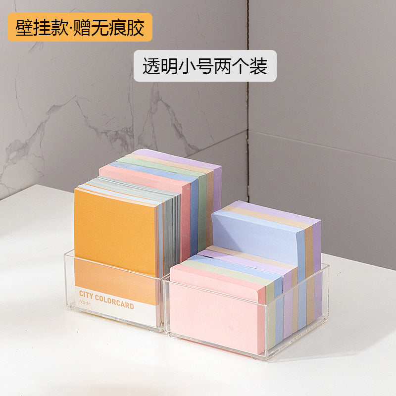 Desktop mobile phone case, sticky note transparent storage box, plastic large-capacity data cable, earphone mini wall-mounted storage box.