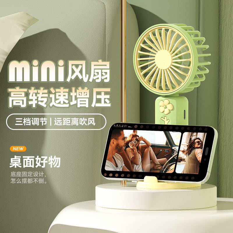 Mini handheld fan usb rechargeable outdoor mini portable student handheld portable desktop silent small fan