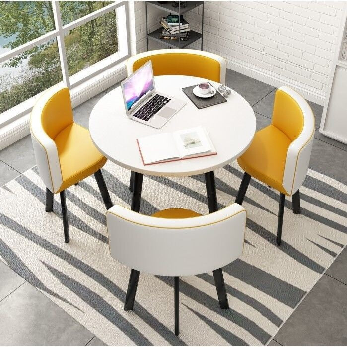 Collapsible dining table for home, small apartment, apartment, restaurant, shopfront negotiation table and chair set, reception round table