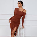 Amazon  women's dress - slit, off-the-shoulder, bodycon, long sleeve, european & american sexy dress - beach vacation dress